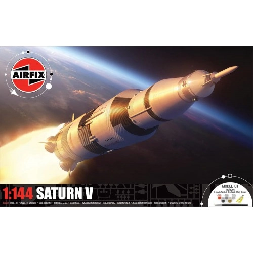 1:144 American super heavy-lift launch vehicle Saturn V - Gift Set with paints, glue and brush 1:144