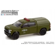 Macheta auto, 2021 Chevrolet Silverado LT Trail Boss Z71 Police with Camper Shell - Carabineros de Chile - Grupo de Operaciones Policiales Especiales (GOPE) (Hobby Exclusive) 1:64