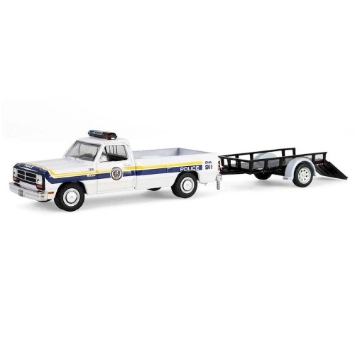 1990 Dodge Ram D-250 with Utility Trailer - Philadelphia, PA Police Department Solid Pack - Hot Pursuit Hitch & Tow Series 1 1:64