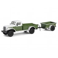 1950 Dodge Power Wagon - Green & White with 1/4 Ton Cargo Trailer Solid Pack - Hitch & Tow Series 32 1:64