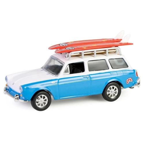 1961 Volkswagen Type 3 Squareback with Roof Rack and Surfboards Solid Pack - Waxed Zack - Garbage Pail Kids Series 7 1:64