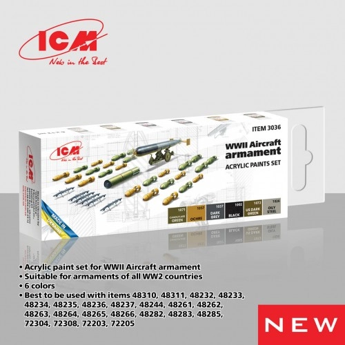 Acrylic paint set for WWII Aircraft armament (6x 12ml) ÐÐµ