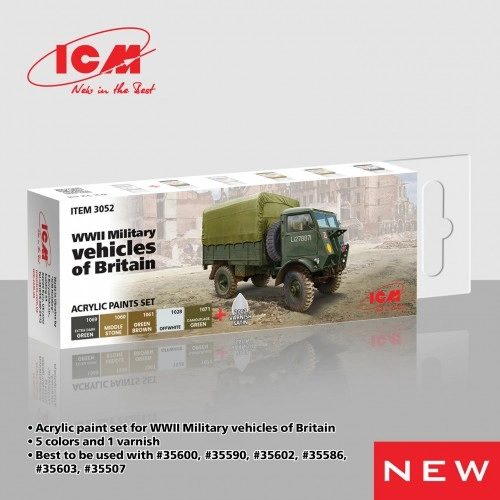 Acrylic Paint Set for WWII Military vehicles of Britain (6x 12ml) ÐÐµ