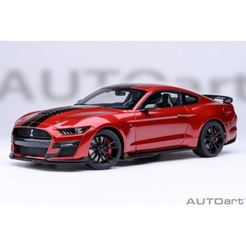 Ford Mustang Shelby GT500, Rapid Red/Black Stripes, 2023 (composite model/full openings) 1:18