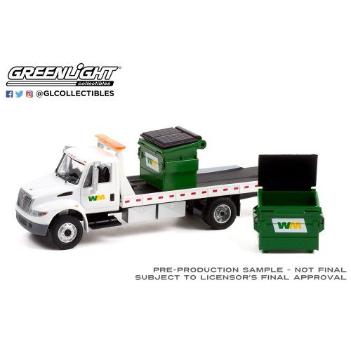 H.D. Trucks Series 22 - 2013 International Durastar Flatbed - Waste Management with Commercial Dumpsters Solid Pack 1:64