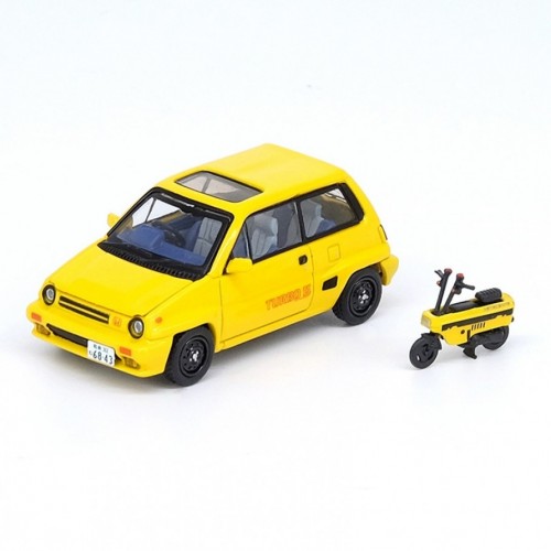 1984 Honda City Turbo II, yellow version with white Motocompo 1:64