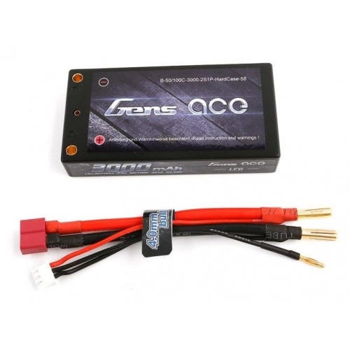 3000mAh 7.4V 50/100C 2S1P HardCase Gens Ace 