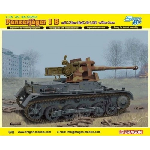 1:35 German Self-Propelled Anti-Tank Gun Panzerjager IB with Anti-Tank Gun 7.5cm StuK 40 L/48 with Gun Crew - Smart Kit - 4 figures 1:35