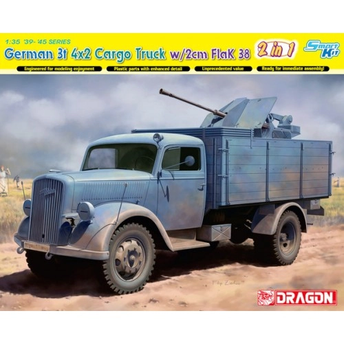 1:35 German 3t 4x2 Cargo Truck w/2cm FlaK 38 (2 in 1) - Smart Kit 1:35