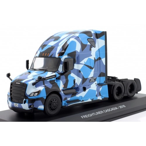 Freightliner Cascadia Truck 2018 Blue/Camouflage (Base Plate and Blister Boxed) 1:43