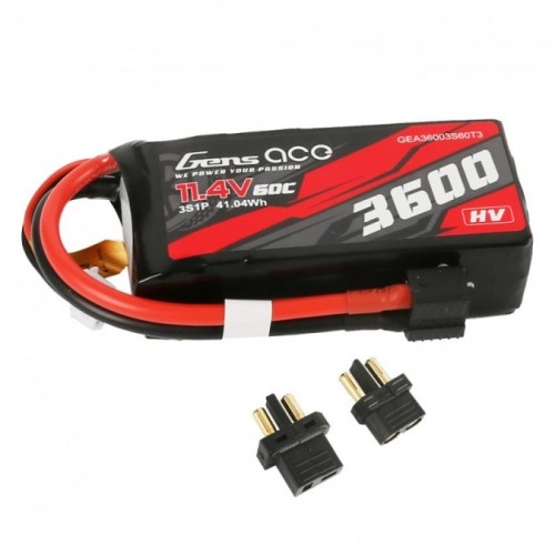 3600mAh 11.4V 60C High Voltage Gens Ace XT60/T-dean 