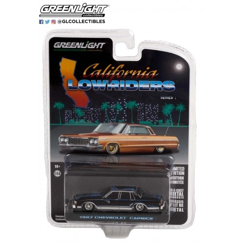 Macheta auto, California Lowriders Series 1 - 1987 Chevrolet Caprice Lowrider - Custom Black Solid Pack 1:64