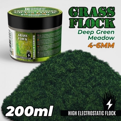 Static Grass Flock 4-6mm - DEEP GREEN MEADOW (200 ml)