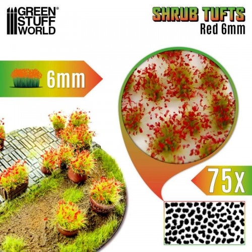 Shrub Tufts - 6 mm - self-adhesive - Red Flowers - 75 pcs. ÐÐµ