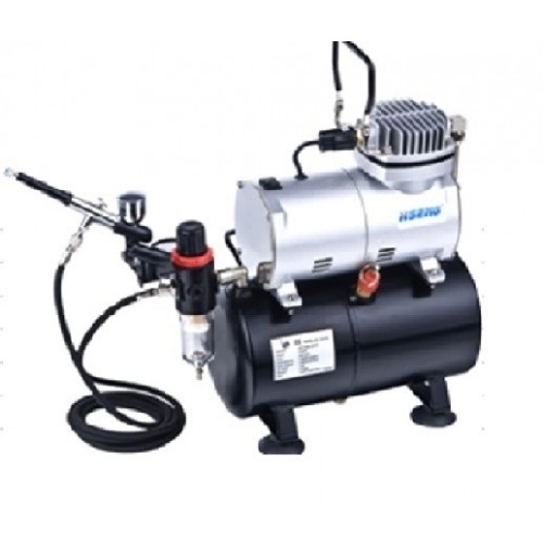 Airbrush Compressor Kit AS186K with 3 Litre Air Tank, Regulator, Air Hose & Gravity Fed Airbrush ÐÐµ