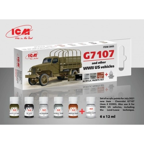 Acrylic Paint Set for G7107 (and other WW2 US vehicles) (6x12 ml) 