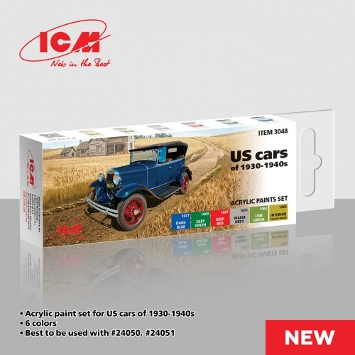 Acrylic paint set US cars of 1930-1940s (6x 12ml) ÐÐµ