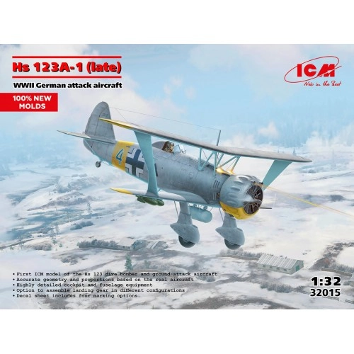 1:32 German Attack Aircraft Henschel Hs 123A-1, WWII - Late Verison (100% new molds) 1:32