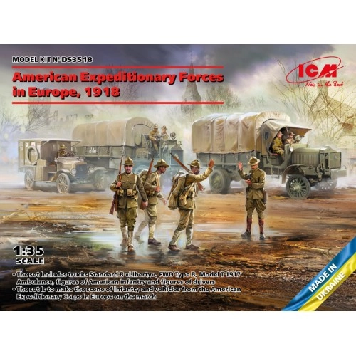 1:35 American Expeditionary Forces in Europe, 1918 (Standard B â€œLibertyâ€, FWD Type B, Model T 1917 Ambulance, US Infantry, US Drivers) 1:35