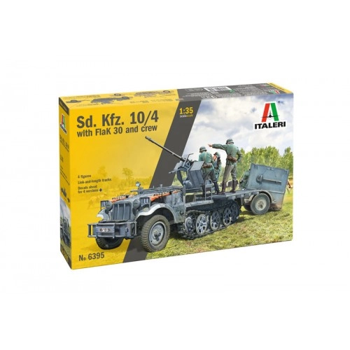 1:35 German half-track vehicle Sd.Kfz. 10/4 with 20mm FlaK 30 Anti-Aircraft Gun and 4 figures of Crew 1:35
