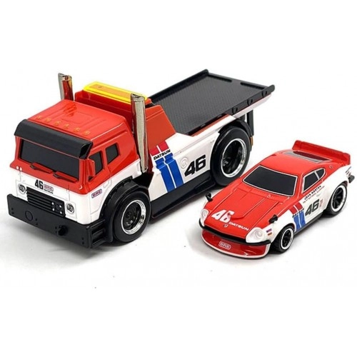 JDM Flatbed Truck Car Transporter With Datsun 240Z #46 Bre Custom 1972 1:64