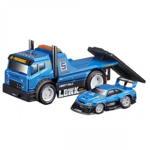 JDM Flatbed Truck Car Transporter With Nissan Skyline GT-R Custom 1999 1:64