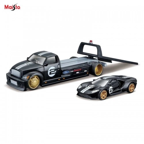 Ford USA Ramp Truck Wrecker With Ford GT #2 Heritage Edition 2017 - Black 1:64