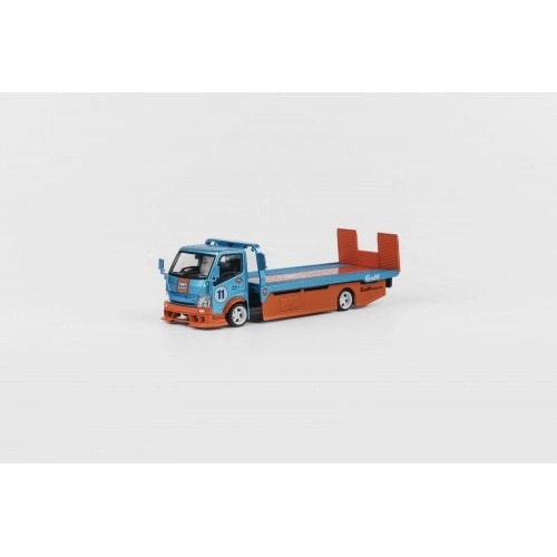 Custom Flatbed Tow Truck "Gulf Livery", Blue/Orange 1:64