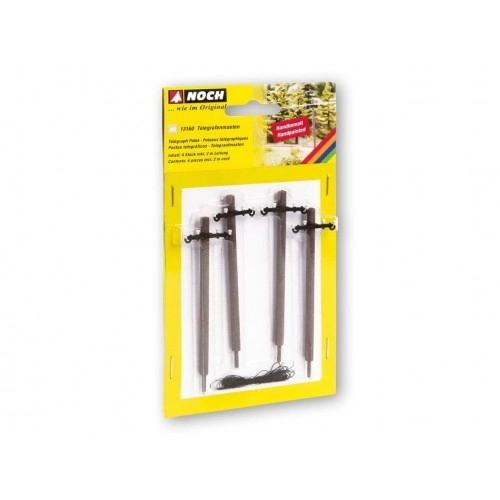 Telegraph Poles, 4 pieces included 2 m cable H0 /1:87/