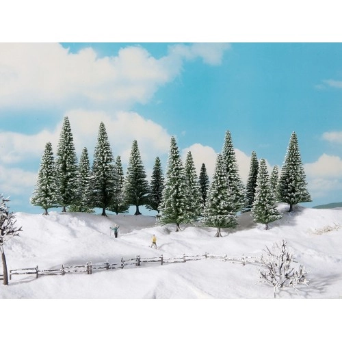Snowy Fir Trees, 16 pieces, 4-10 cm H0 /1:87/