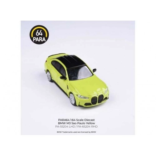 Macheta auto, BMW M3 G80, left hand drive, Sao Paulo, yellow 1:64