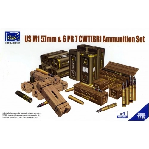 1:35 US M1 57mm & 6PR 7cwt (BR) Ammunition Set (Model kits x 4) 1:35